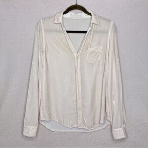 CP Shades x Gorsuch Velvet Button Down Blouse Shirt-Blush Pink-Silk-Women’s XS